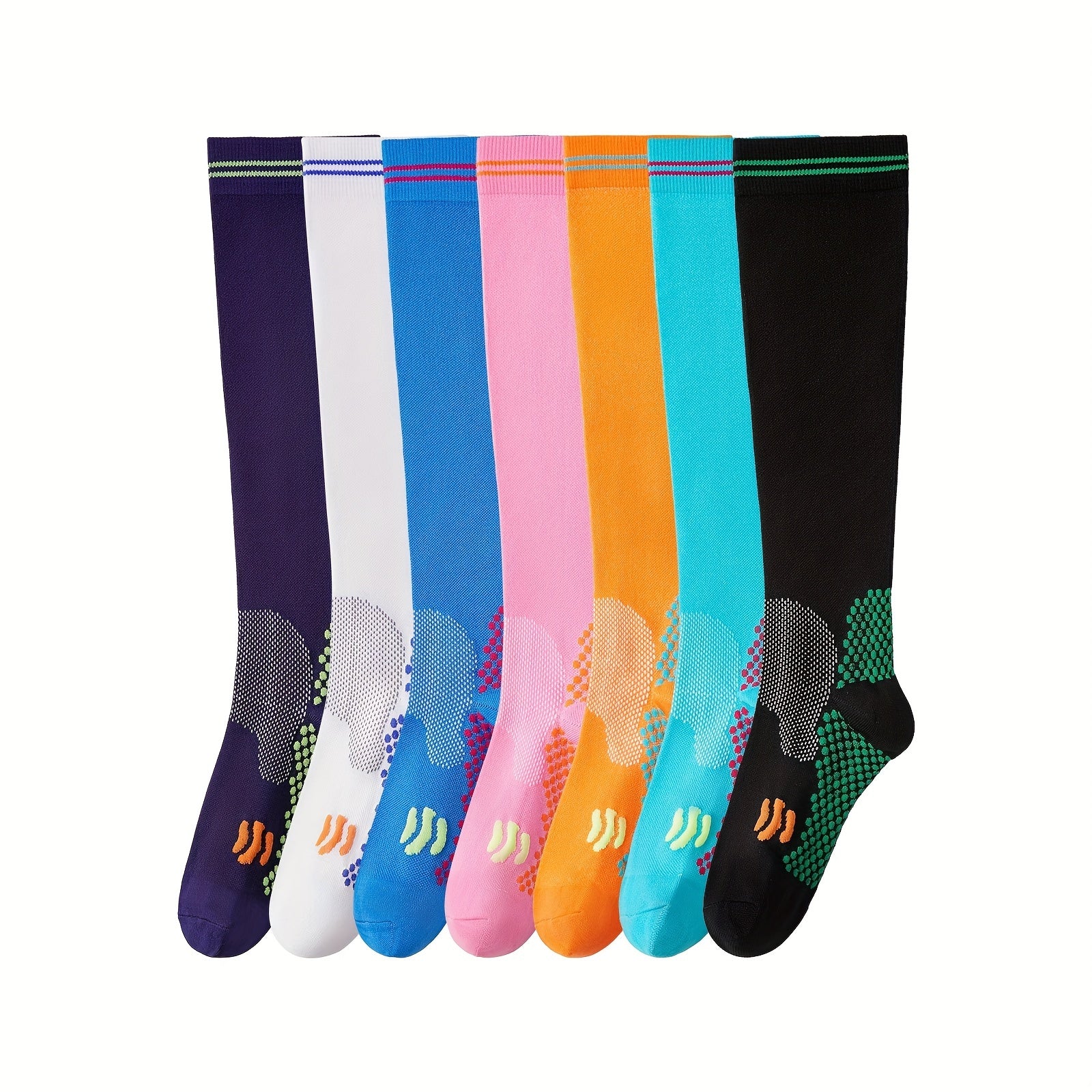 Striped Trim Calf Socks Sports Knee High Socks Women's Stockings