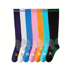 Striped Trim Calf Socks Sports Knee High Socks Women's Stockings