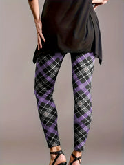 Plaid Print High Rise Stretchy Skinny Leggings