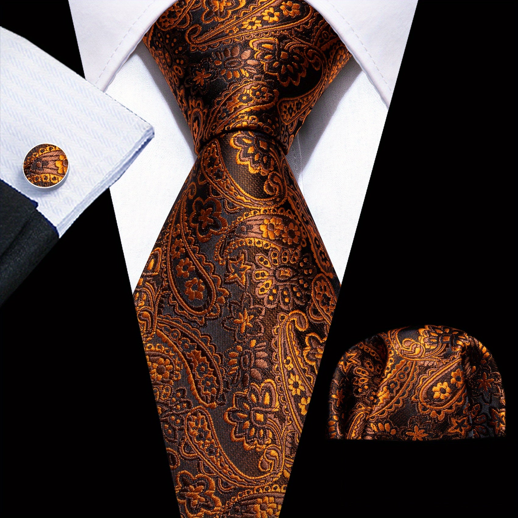 Barry Wang Men's Neckties Paisley Pocket Set