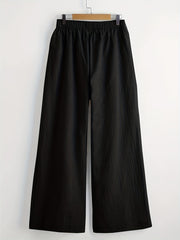 Casual Pants Women's Plus Solid Button Decor Wide Leg Pants