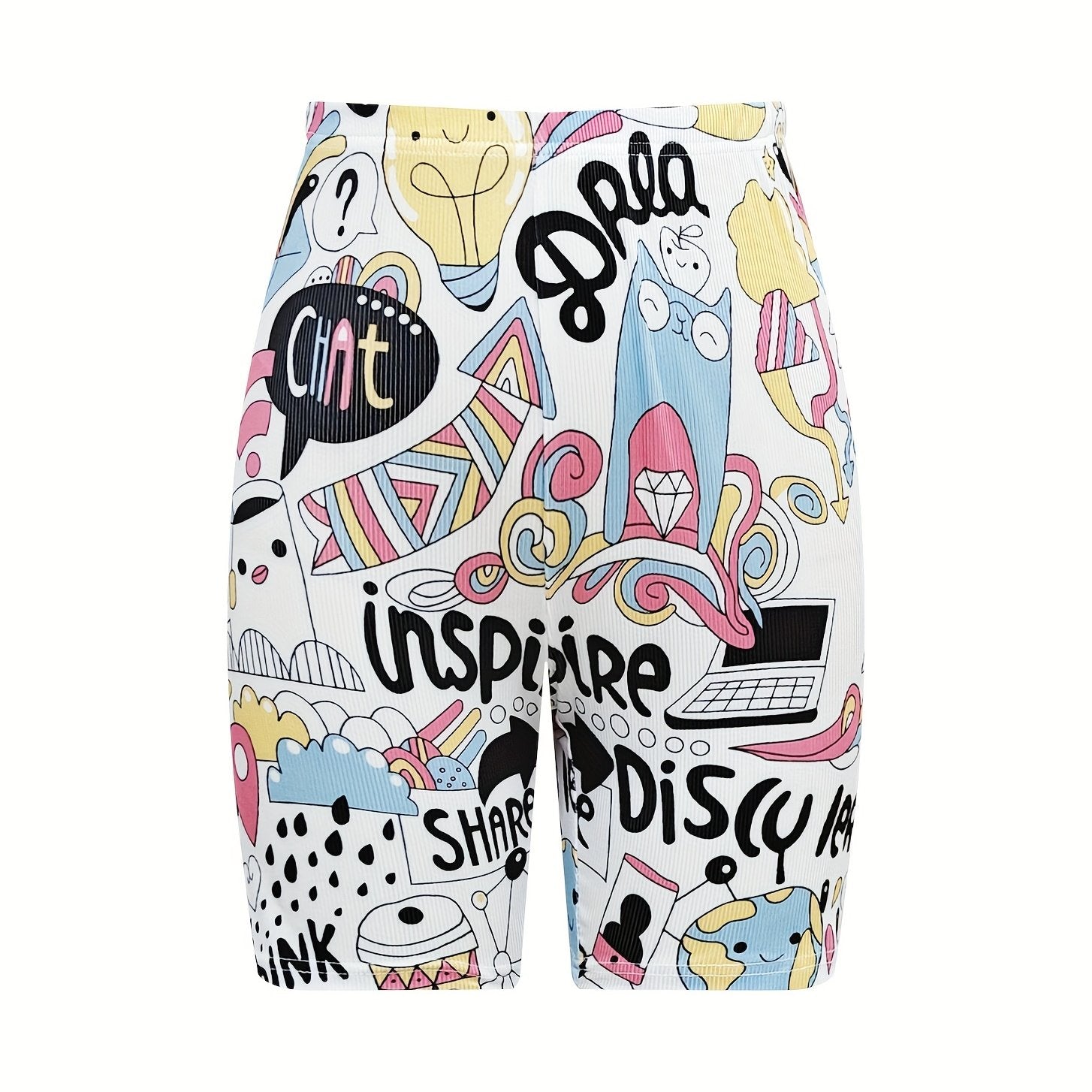 Cartoon Print Yoga Sports Shorts Women's Activewear