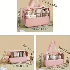 3 Pack Waterproof Travel Toiletry Bag Clear PVC Zippered Carry On Pouch