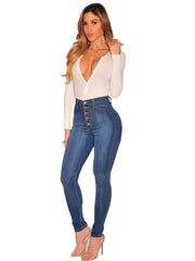 High Waist Skinny Jeans Slim Fit High Rise Denim Pants