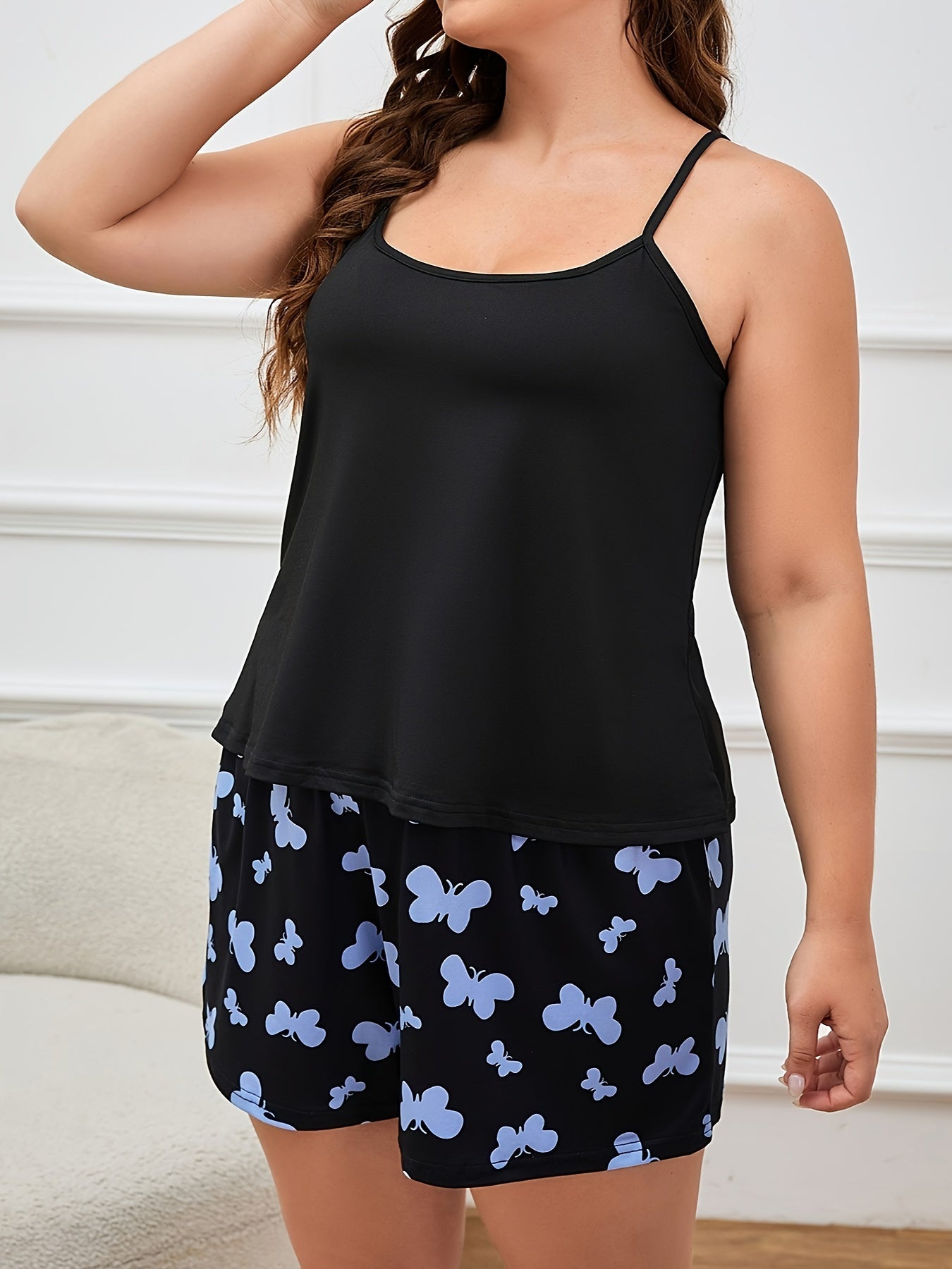 Butterfly Print Cami Top & Shorts Set