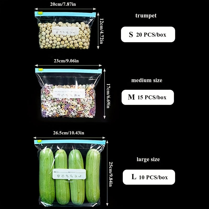 Leakproof Clear Zipper Bags for Food Storage, 20pcs