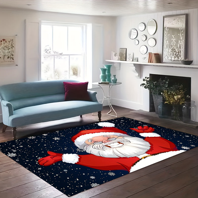 Christmas Santa Claus Carpet Floor Mat Soft Non-Slip Area Rug Machine Washable