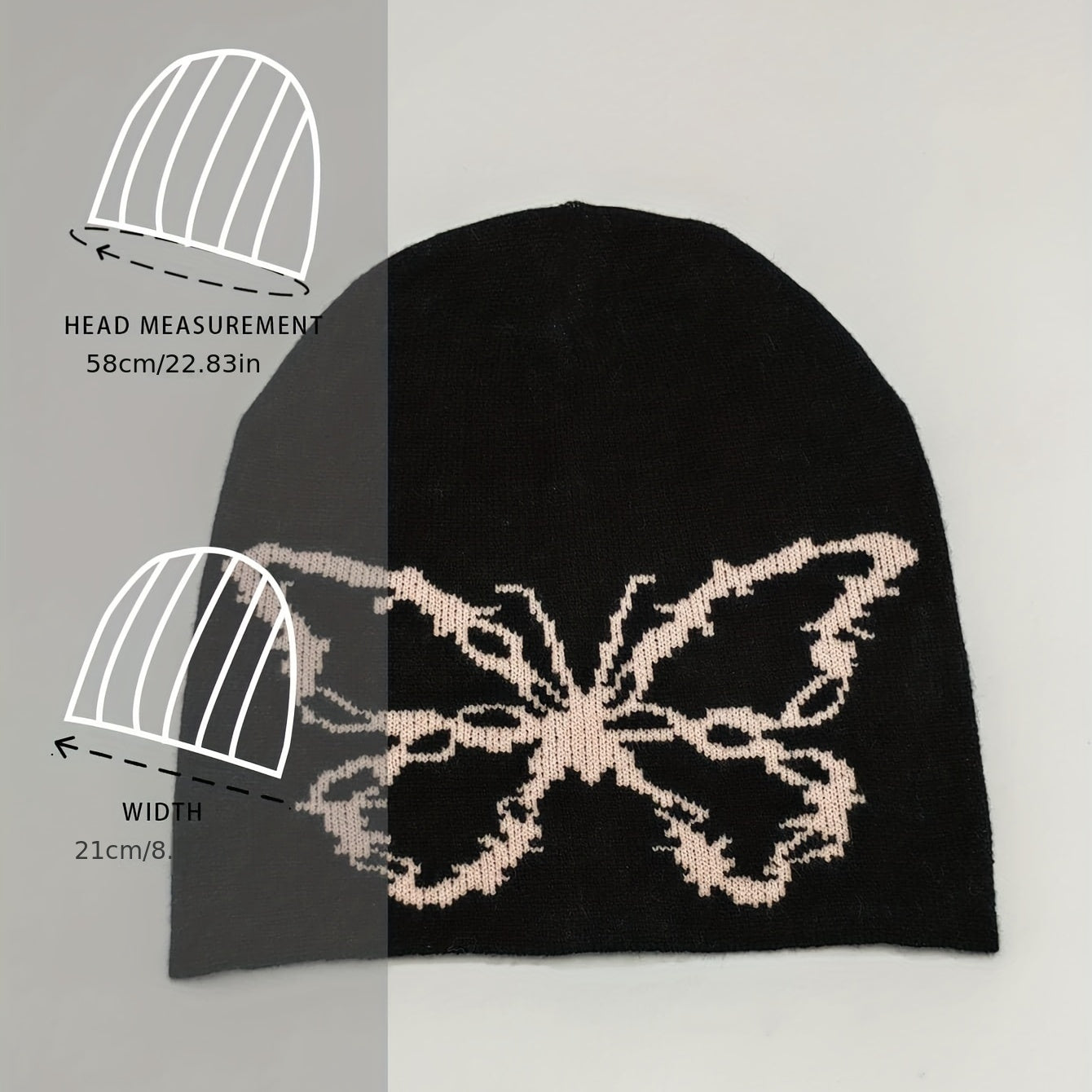 Butterfly Jacquard Beanie Soft Elastic Knit Hat for Women & Men