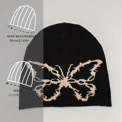 Butterfly Jacquard Beanie Soft Elastic Knit Hat for Women & Men