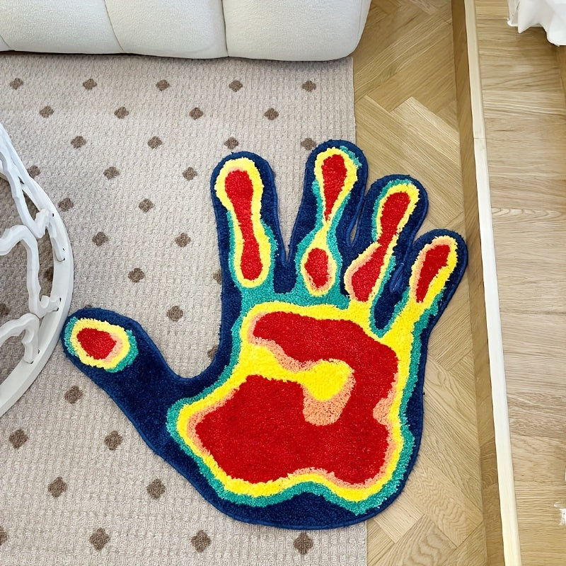 Soft Palm Shape Rug Multicolor Flocking Material Decor