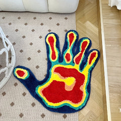 Soft Palm Shape Rug Multicolor Flocking Material Decor