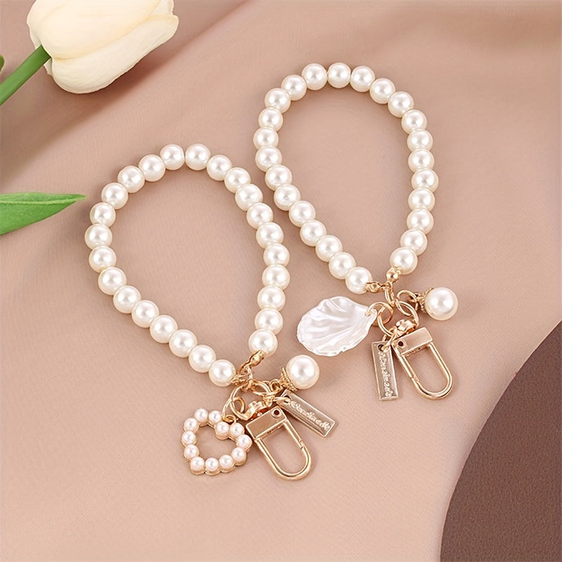 Faux Pearl Bracelet Heart & Shell Purse Accessories for Women