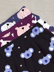 3 Cartoon Animal Lounge Bottoms Womens Shorts