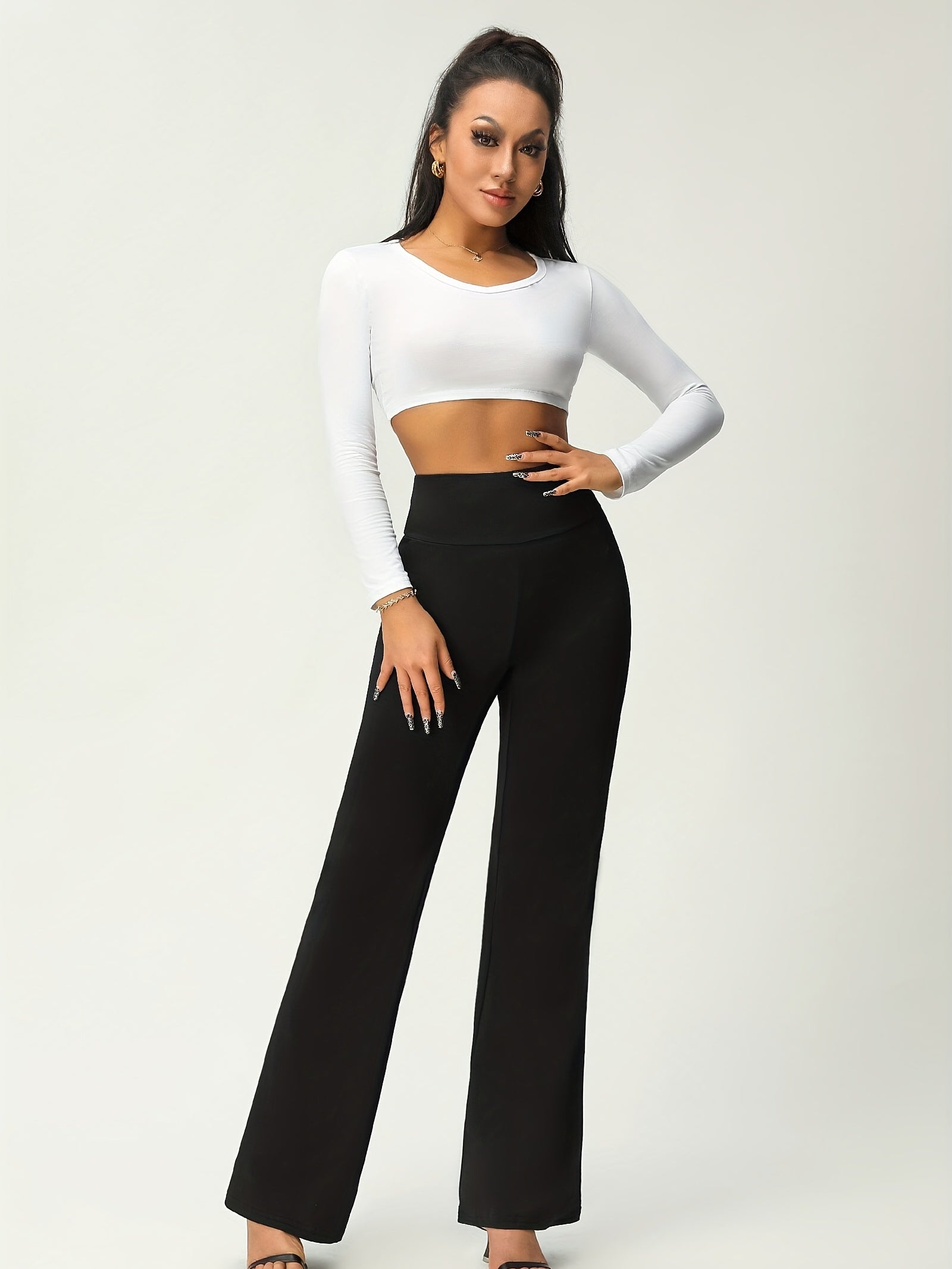 Women's High Waist Flare Leg Stretchy Pants