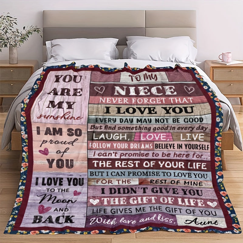 Soft & Warm Envelope Print Blanket for Niece from Aunt - Perfect for Couch Sofa