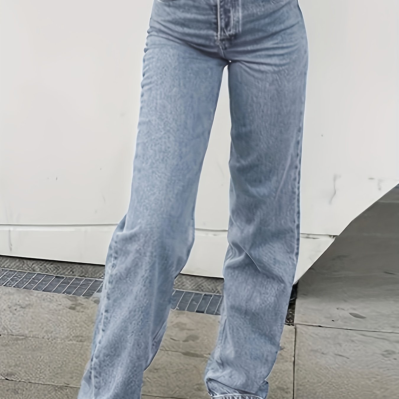 Butterfly Print Straight Jeans High Waist Non Stretch