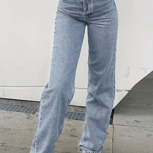 Butterfly Print Straight Jeans High Waist Non Stretch
