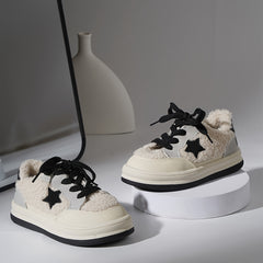 Casual Star Decor Lace Up Skateboard Shoes For Girls
