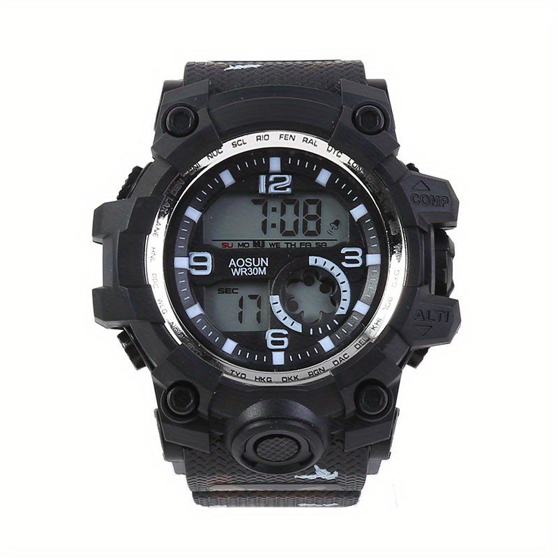 Camouflage Waterproof Sports Watch with Silicone Strap