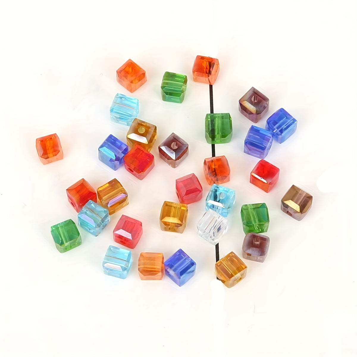 50pcs Mixed Crystal Cube Beads for DIY Jewelry Making 6x6mm