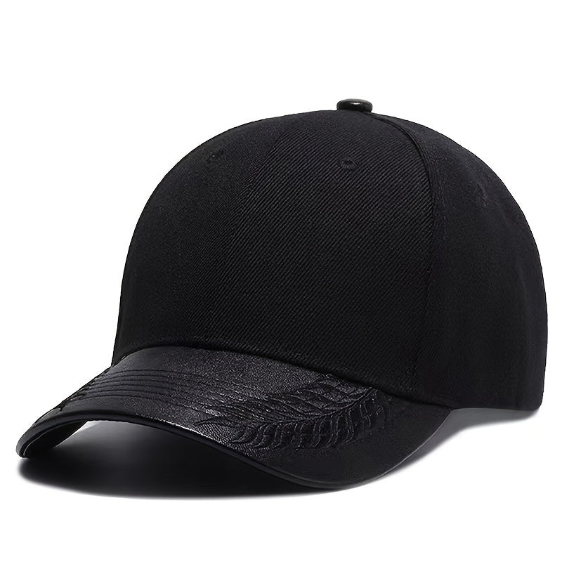 Men's PU Leather Baseball Cap Wheat Ear Design