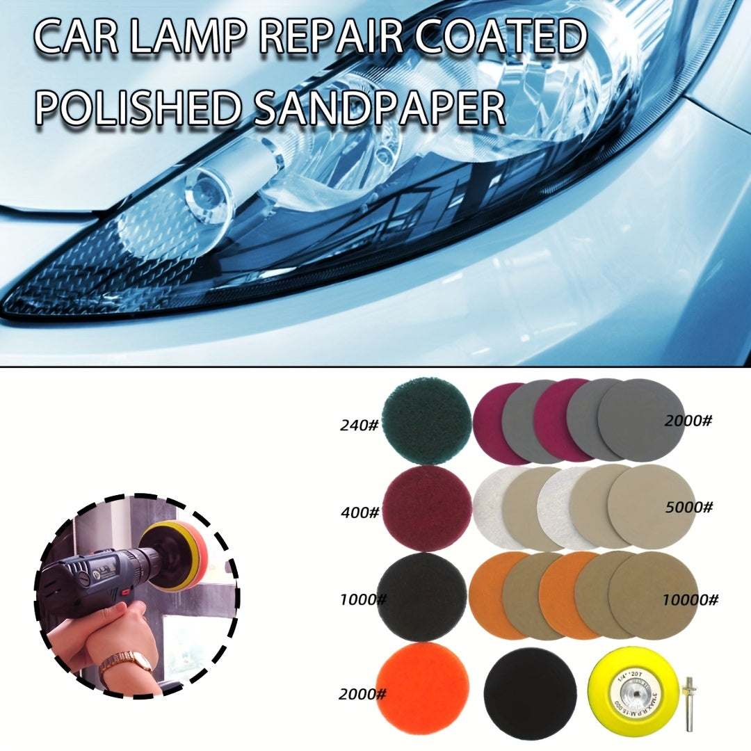 21pcs Car Headlight Lens Restoration Repair Kit Polishing Cleaner Tool