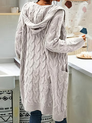 Cable Hooded Cardigan with Pockets