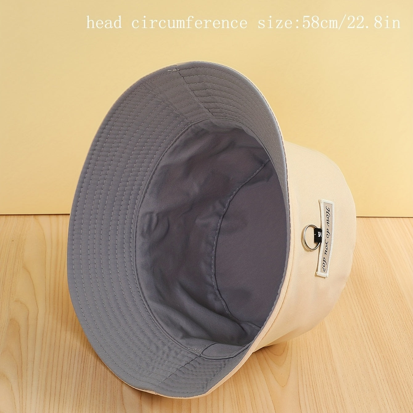 Reversible Bucket Hat Iron Ring Label Decor Unisex Basin Hat