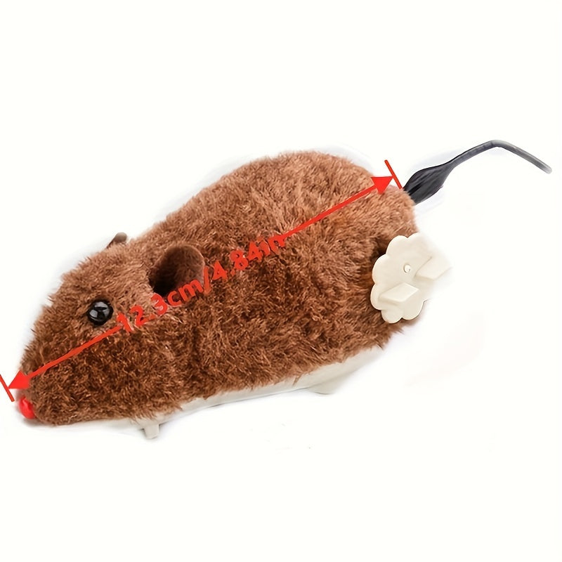 Interactive Wind Up Plush Mouse Toy for Cats