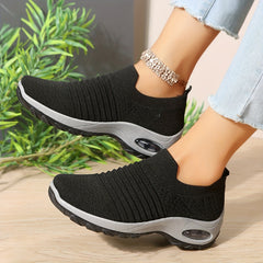 Women's Air Cushion Sole Slip-On Sneakers Low Top Casual Shoes