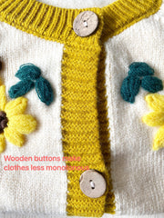Girls Floral Embroidered Knitted Warm Sweater Cardigan