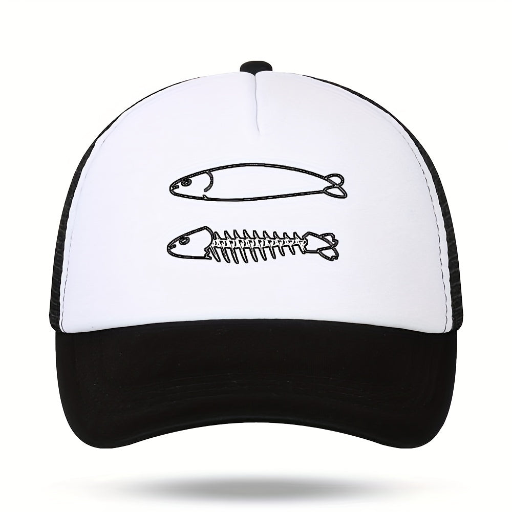 Fish Bones Pattern Baseball Cap for Outdoor Fishing
