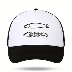 Fish Bones Pattern Baseball Cap for Outdoor Fishing