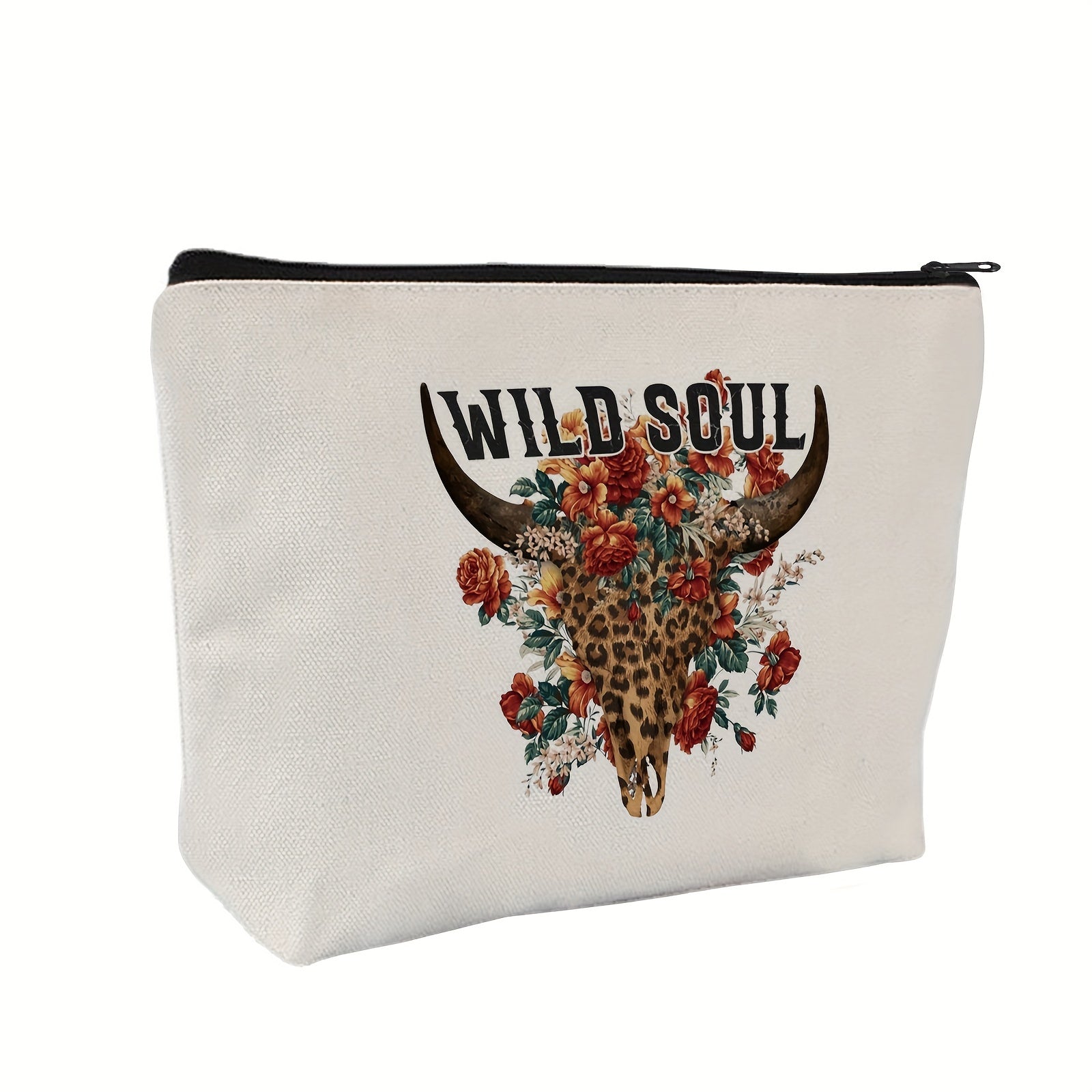 Leopard Floral Makeup Bag Toiletry Pouch for Women Girls