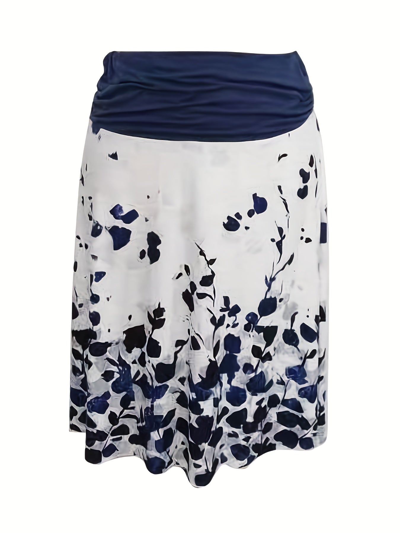 Ruched Floral High Rise Stretch Summer Skirt