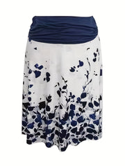 Ruched Floral High Rise Stretch Summer Skirt