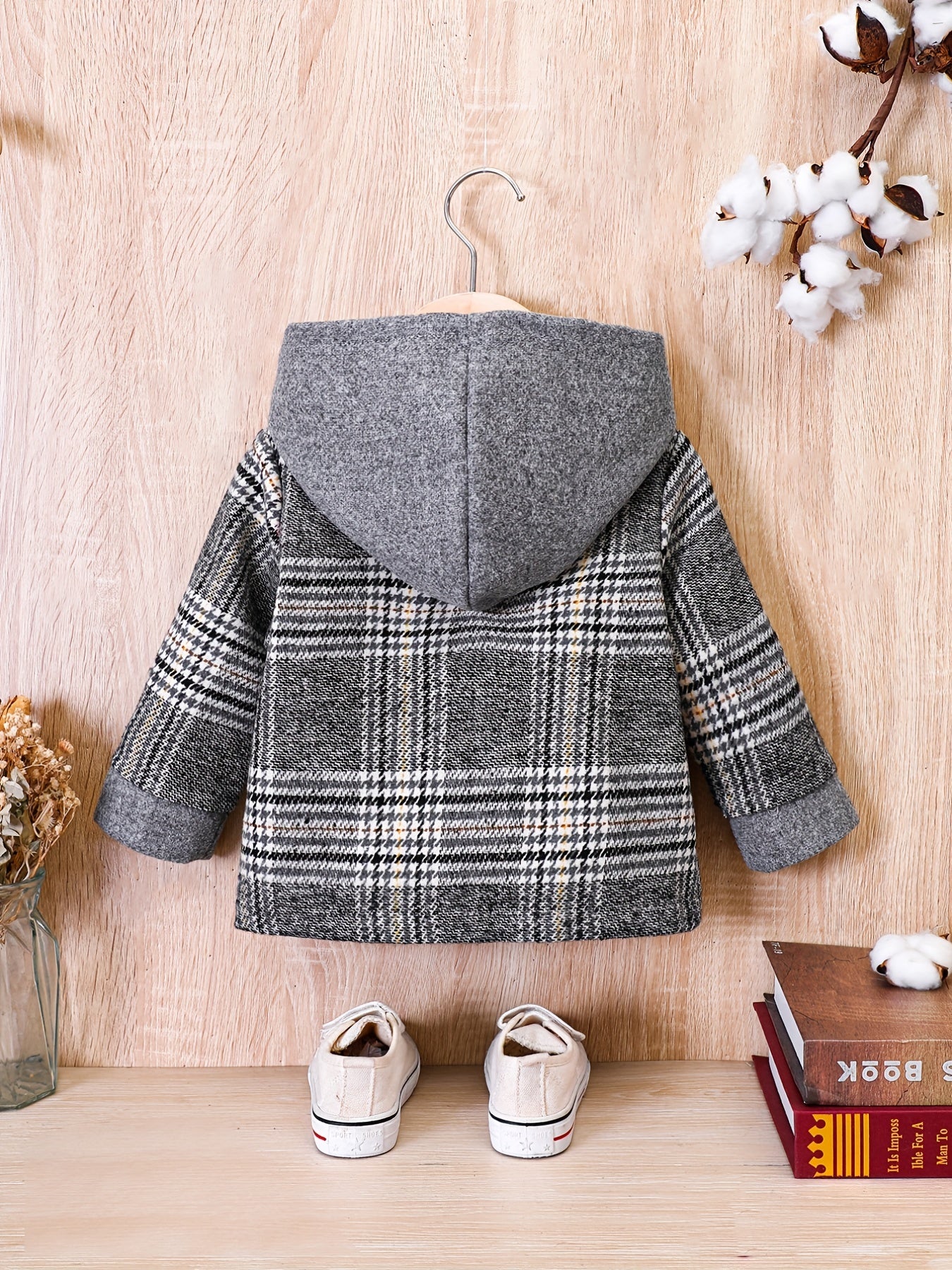 Baby Boys Tweed Plaid Hooded Jacket Top
