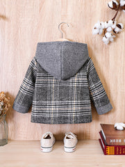 Baby Boys Tweed Plaid Hooded Jacket Top