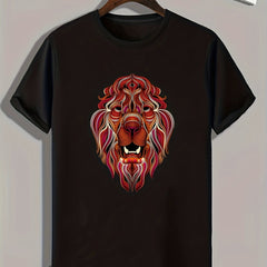 Lion Pattern Print Men's Sports T-shirt