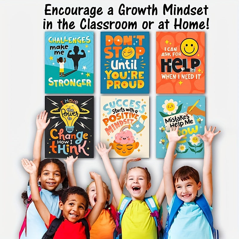 6pcs Classroom Wall Decor Growth Mindset Posters for School D cor