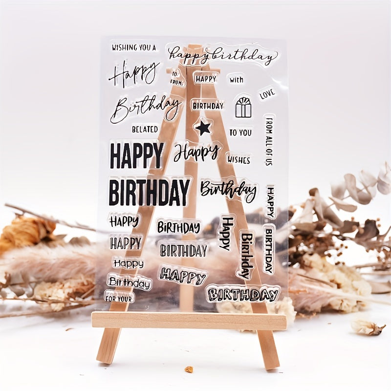 1PC English Birthday Transparent Stamp DIY Decoration