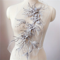 Large Lace Embroidered Applique Dress Flowers Patches Sew On DIY