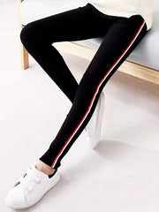 Girls Side Taping Elastic Waist Casual Trousers