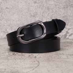 Women's Leather Belt Rectangular Pin Buckle Cowhide Belt