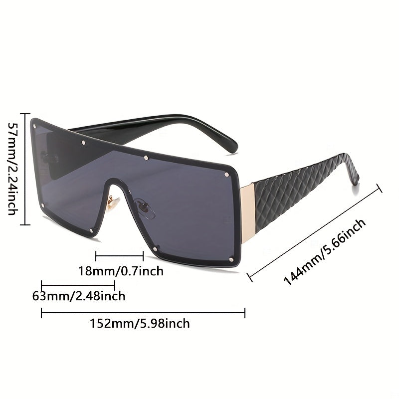 Oversized Sunglasses Rivet Decor Gradient UV400