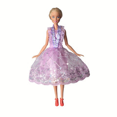 Mini Doll Dress Summer Casual Outfit Lace Ruffles Tiered Skirt Mixed Pink Purple