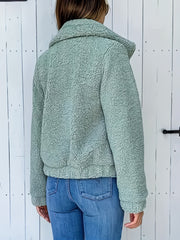 Fuzzy Coat Zip Up Long Sleeve Winter Outerwear