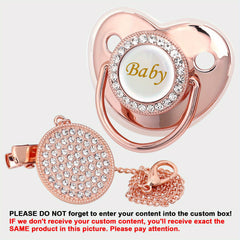 Personalized Glitter Crystal Pacifier & Clip with Name for Baby Gift
