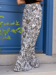 Leaf Print Wide Leg Pants Spring & Summer Women's Clothing
