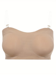 2 Pack Seamless Bandeau Bras for Women Plus Size, No Slip Ultra Soft Lightweight